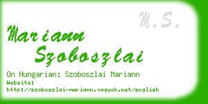 mariann szoboszlai business card